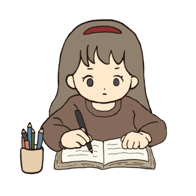 ノートに一生懸命何かを書く女の子